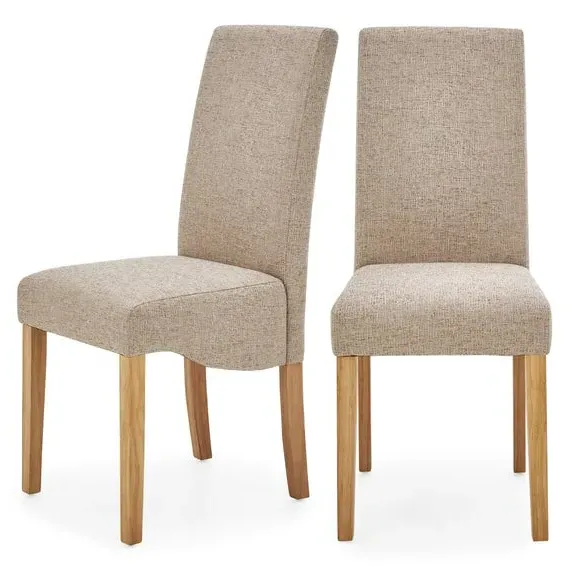 Set of 2 Dining Chairs - Natural, Boucle