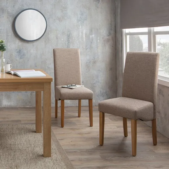 Set of 2 Dining Chairs - Natural, Boucle
