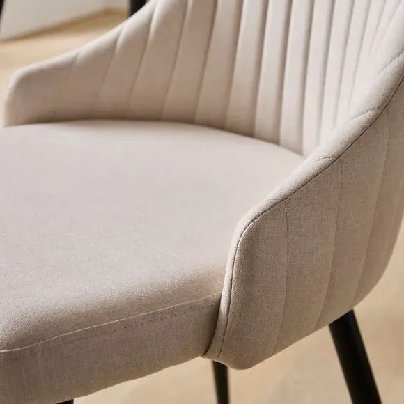 Set of 2 Dining Chairs - Natural, Fabric