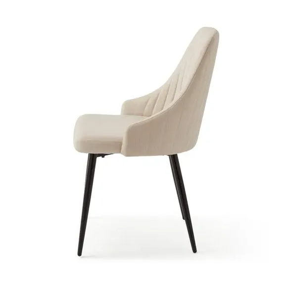 Set of 2 Dining Chairs - Natural, Fabric