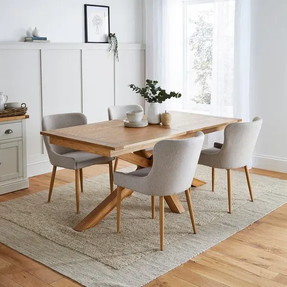 Set of 2 Dining Chairs - Natural, Fabric