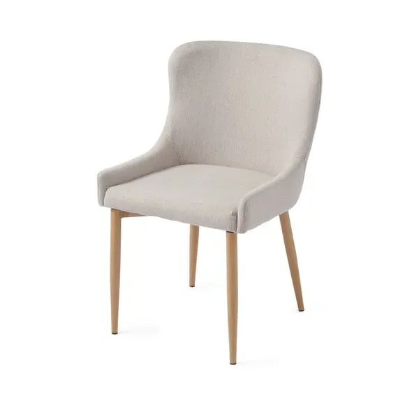 Set of 2 Dining Chairs - Natural, Fabric