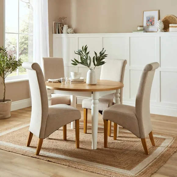 Set of 2 Dining Chairs - Natural, Fabric