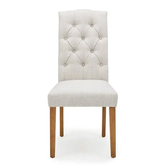 Set of 2 Dining Chairs - Natural, Linen