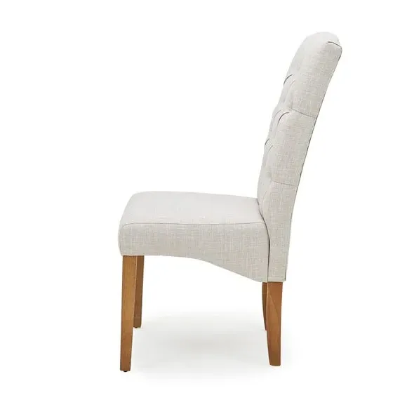 Set of 2 Dining Chairs - Natural, Linen