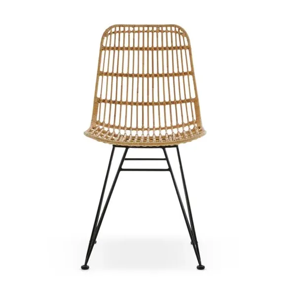 Set of 2 Dining Chairs - Natural, Rattan
