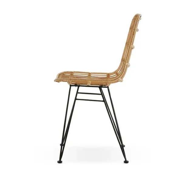 Set of 2 Dining Chairs - Natural, Rattan