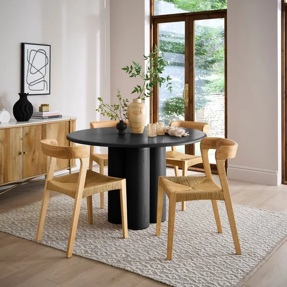 Set of 2 Dining Chairs - Natural, Rubber Wood