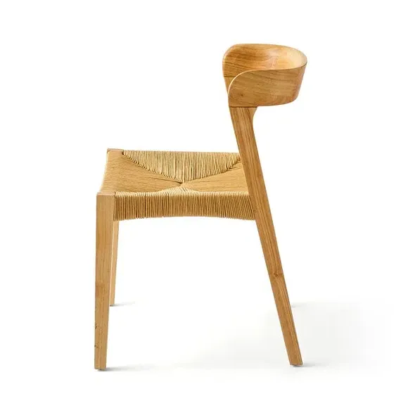 Set of 2 Dining Chairs - Natural, Rubber Wood