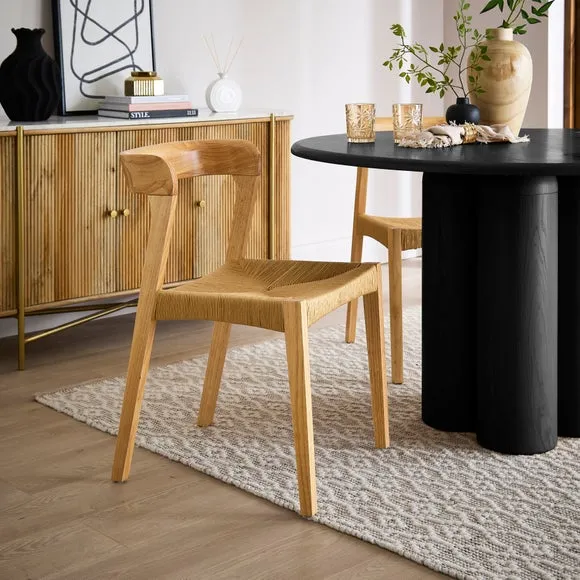 Set of 2 Dining Chairs - Natural, Rubber Wood