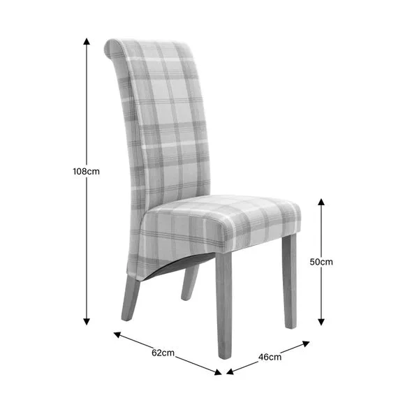 Set of 2 Dining Chairs - Natural, Woven Check