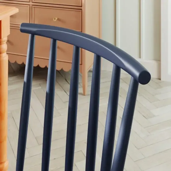 Set of 2 Dining Chairs - Navy, Beech Wood