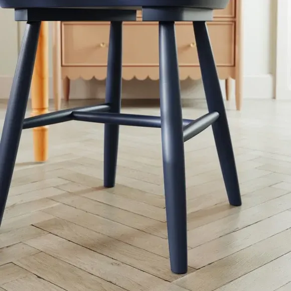 Set of 2 Dining Chairs - Navy, Beech Wood