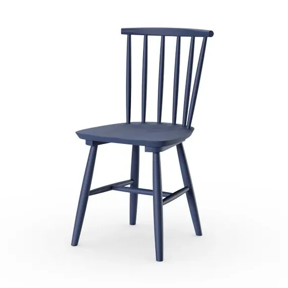 Set of 2 Dining Chairs - Navy, Beech Wood