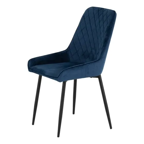 Set of 2 Dining Chairs - Navy, Velvet