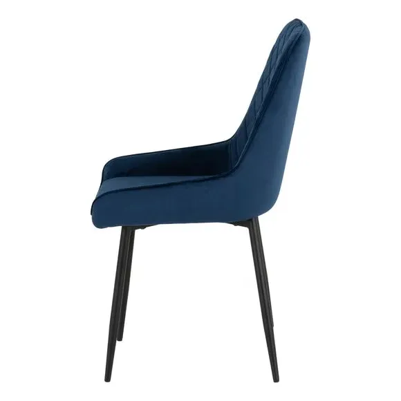 Set of 2 Dining Chairs - Navy, Velvet