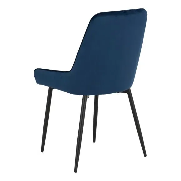 Set of 2 Dining Chairs - Navy, Velvet