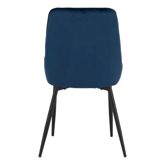 Set of 2 Dining Chairs - Navy, Velvet