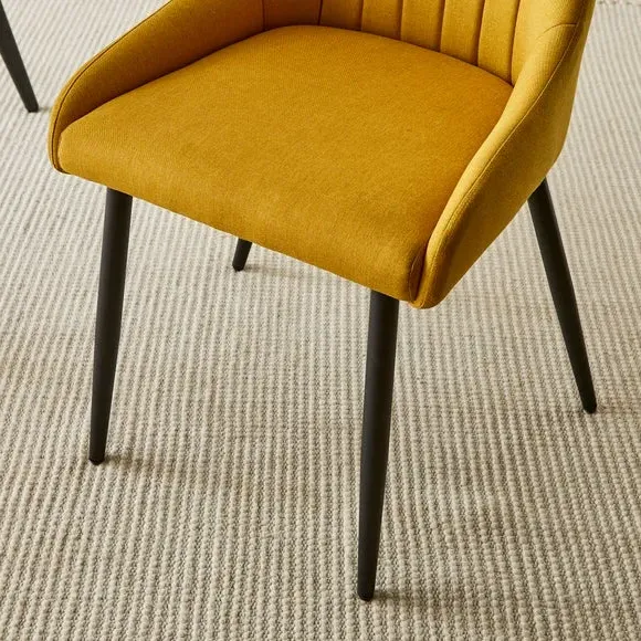 Set of 2 Dining Chairs - Old Gold, Flatweave