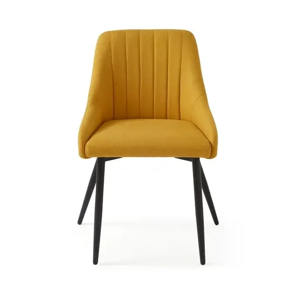 Set of 2 Dining Chairs - Old Gold, Flatweave
