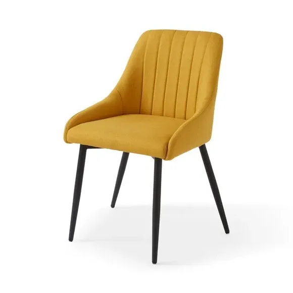Set of 2 Dining Chairs - Old Gold, Flatweave