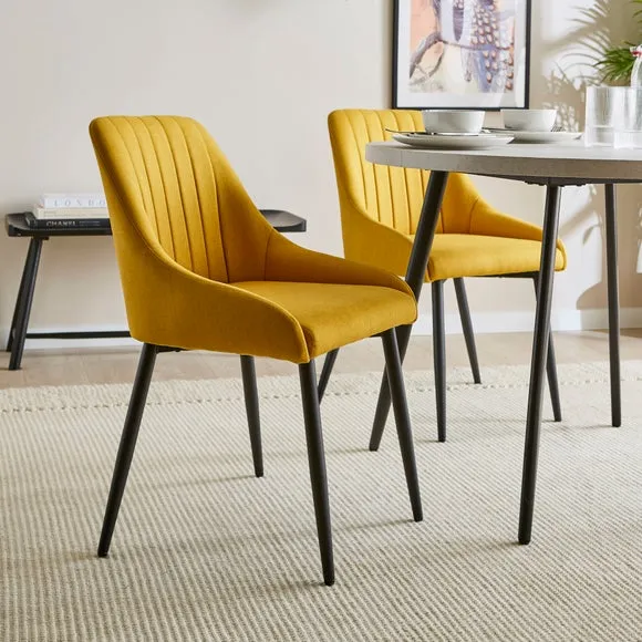 Set of 2 Dining Chairs - Old Gold, Flatweave image