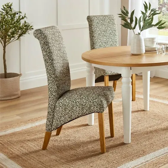Set of 2 Dining Chairs - Olive, Fabric