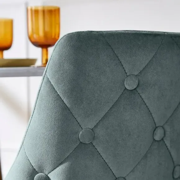 Set of 2 Dining Chairs - Pacific Blue, Velvet