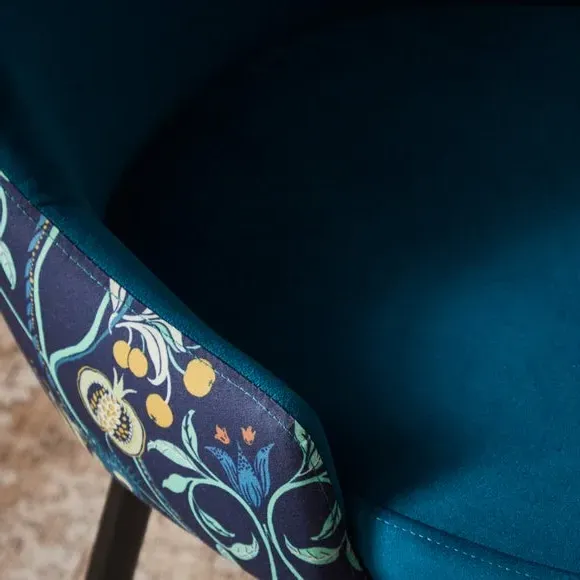 Set of 2 Dining Chairs - Peacock, Velvet