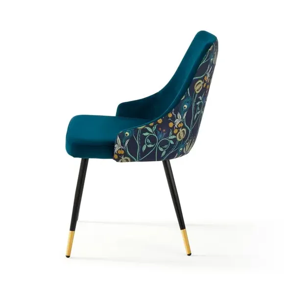 Set of 2 Dining Chairs - Peacock, Velvet