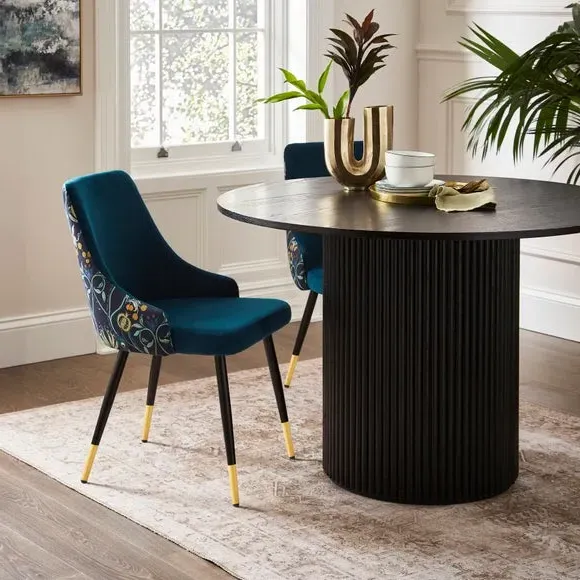 Set of 2 Dining Chairs - Peacock, Velvet image