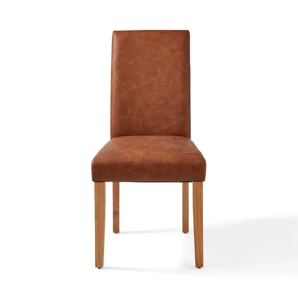 Set of 2 Dining Chairs - Tan, Faux Leather