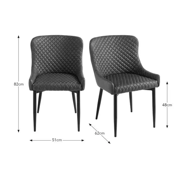 Set of 2 Dining Chairs with Arms - Black, Faux Leather