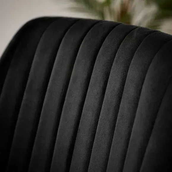 Set of 2 Dining Chairs with Arms - Black, Velvet