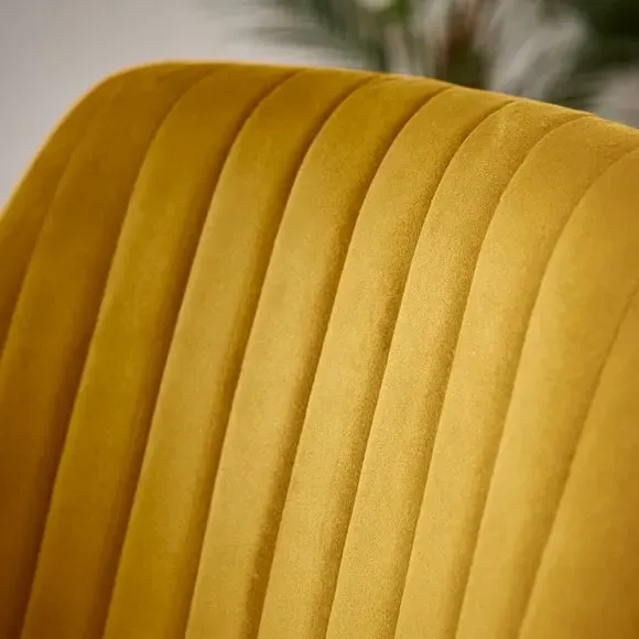 Set of 2 Dining Chairs with Arms - Gold, Velvet