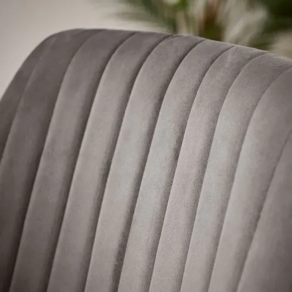 Set of 2 Dining Chairs with Arms - Grey, Velvet