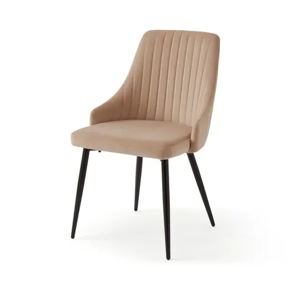 Set of 2 Dining Chairs with Arms - Mink, Velvet