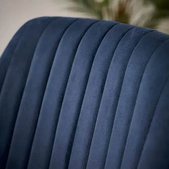 Set of 2 Dining Chairs with Arms - Navy, Velvet