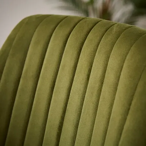 Set of 2 Dining Chairs with Arms - Olive, Velvet