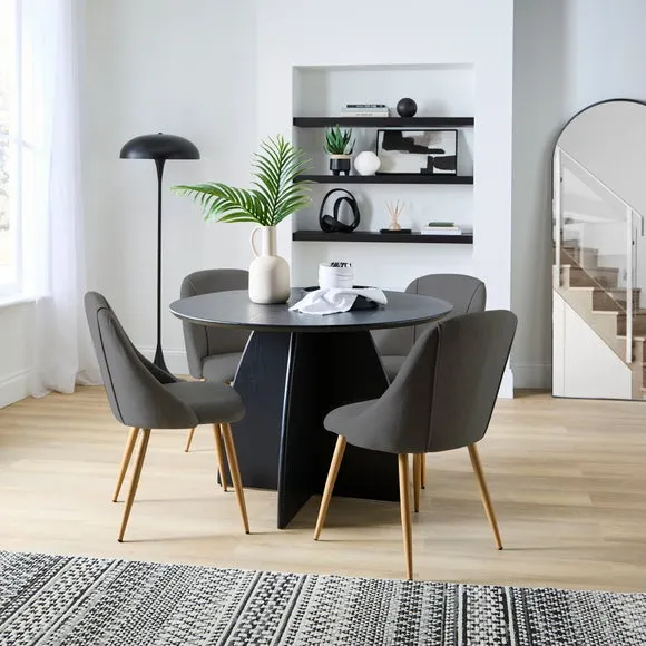 Set of 2 Dining Chairs with Piped Design - Grey