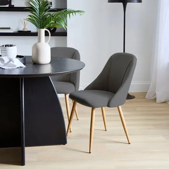 Set of 2 Dining Chairs with Piped Design - Grey image