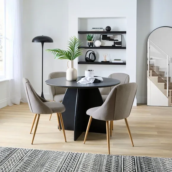 Set of 2 Dining Chairs with Piped Design - Natural