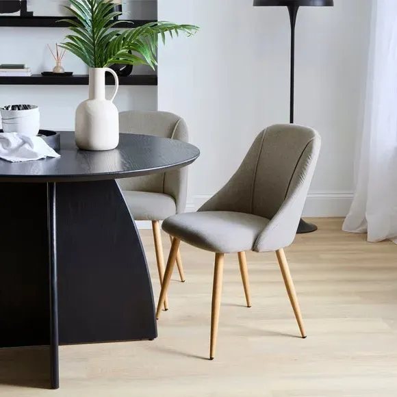 Set of 2 Dining Chairs with Piped Design - Natural