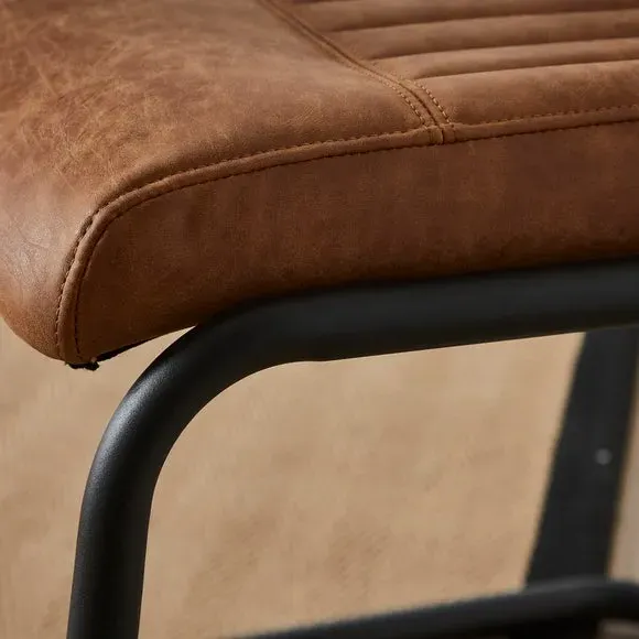 Set of 2 Dining Chairs with Ribbed Stitch - Tan