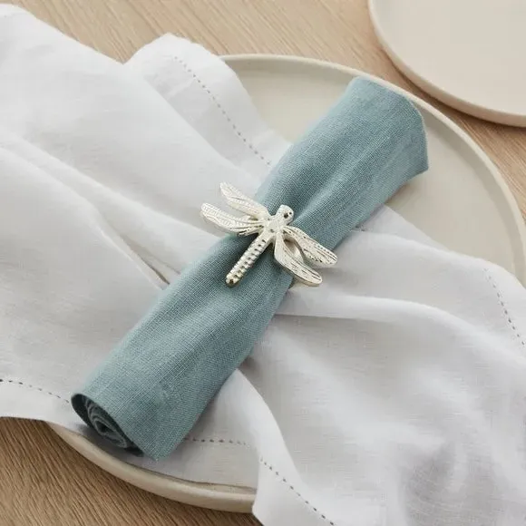 Set of 2 Dragonfly Napkin Rings - Silver image