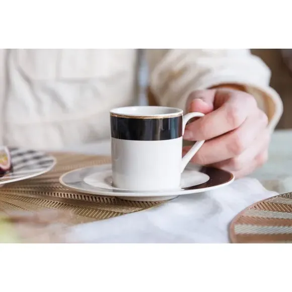 Set of 2 Espresso Cups with Saucers - Black, China image