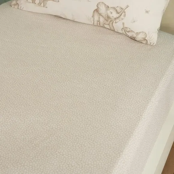 Set of 2 Fitted Sheets Animal Print - Natural