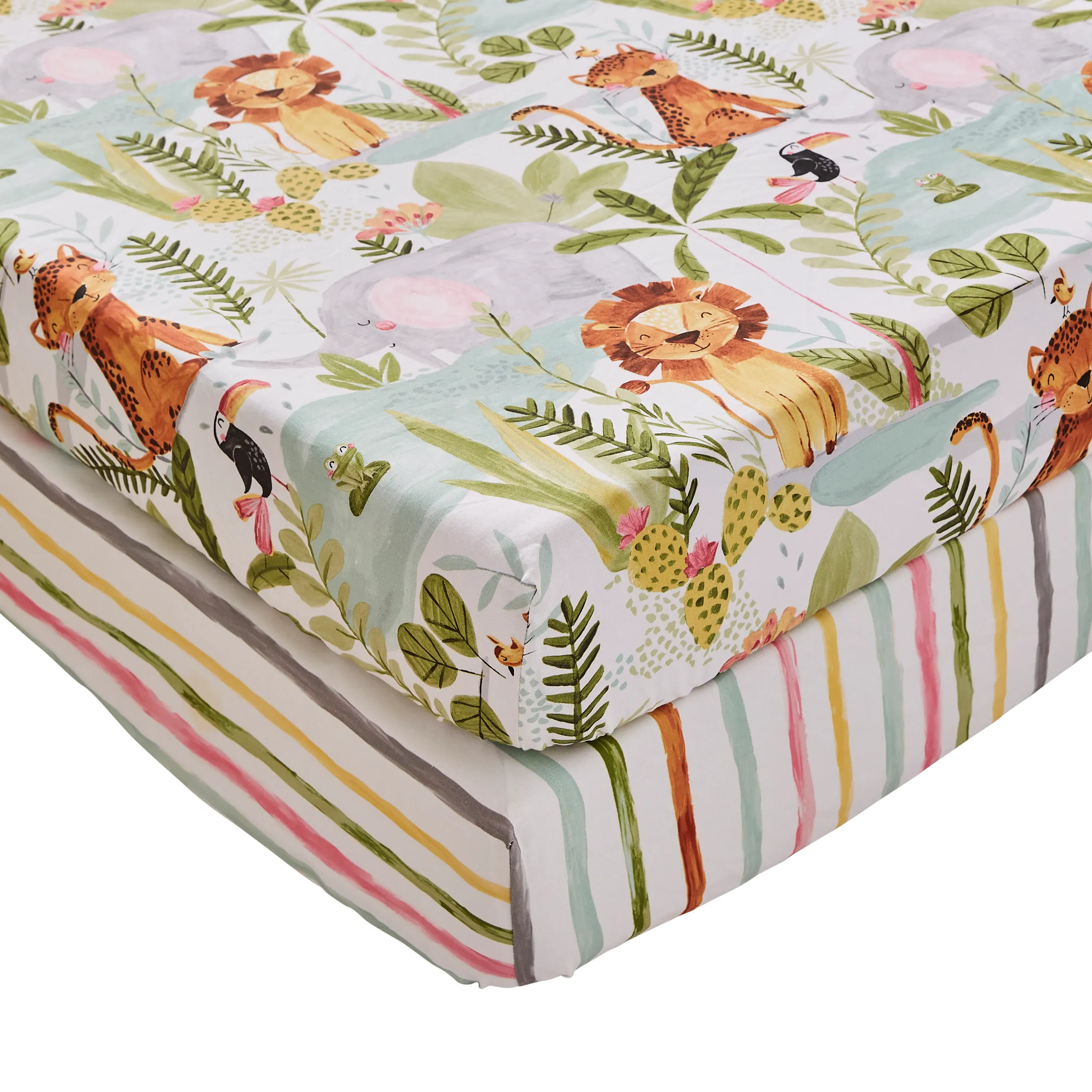 Set of 2 Fitted Sheets - Natural, Cotton
