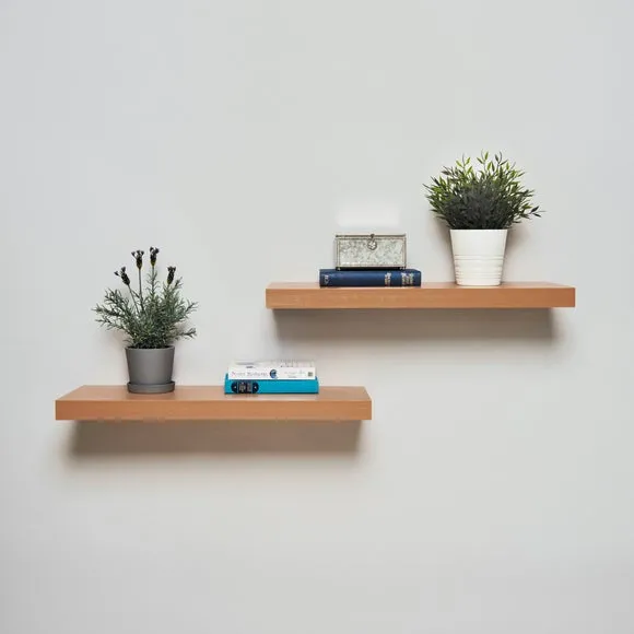Set of 2 Floating Shelves 40cm - Oak image