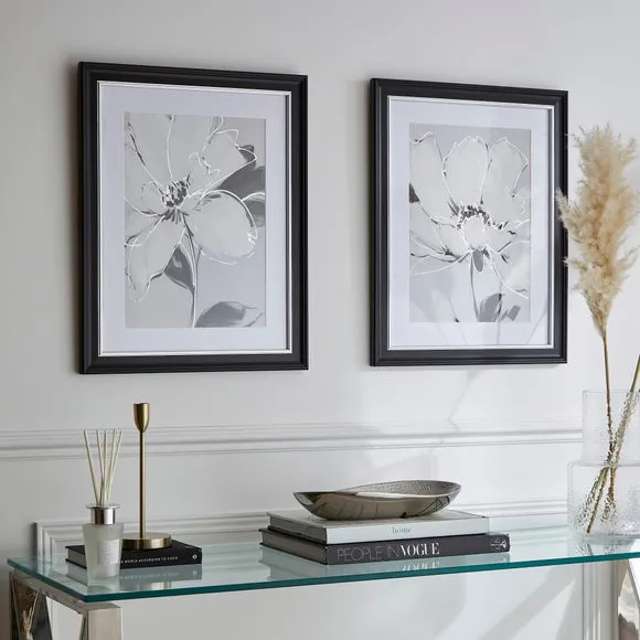 Set of 2 Floral Framed Prints - Black Frame image